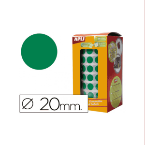 Gomets en rollo adhesivo redondo 20 mm verde claro - ApliKids 16724