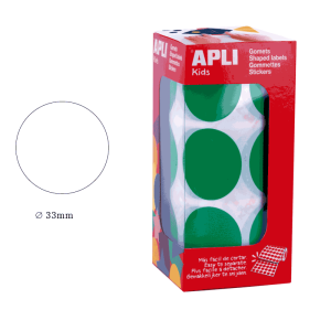 Gomets en rollo adhesivo redondo 33 mm verde - ApliKids 17862