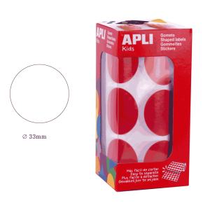 Gomets en rollo adhesivo redondo 33 mm rojo - ApliKids 17863