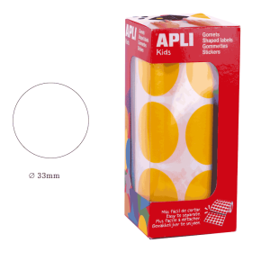 Gomets en rollo adhesivo redondo 33 mm amarillo - ApliKids 17865