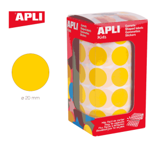 Gomets en rollo adhesivo redondo 20 mm amarillo - ApliKids 04859