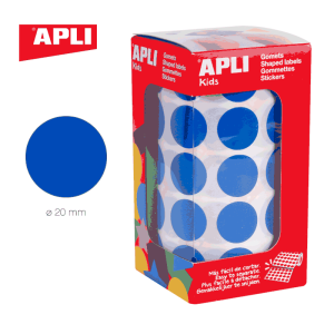 Gomets en rollo adhesivo redondo 20 mm azul - ApliKids 04860