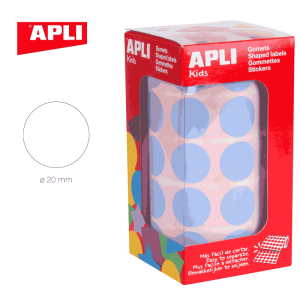 Gomets en rollo adhesivo redondo 20 mm azul claro - ApliKids 16723