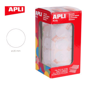 Gomets en rollo adhesivo redondo 20 mm blanco - ApliKids 11905