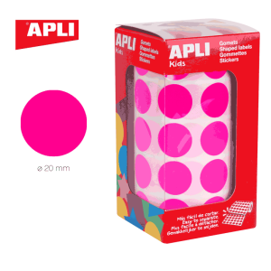 Gomets en rollo adhesivo redondo 20 mm fucsia - ApliKids 16721