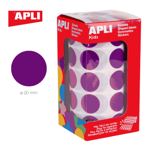 Gomets en rollo adhesivo redondo 20 mm lila - ApliKids 11490