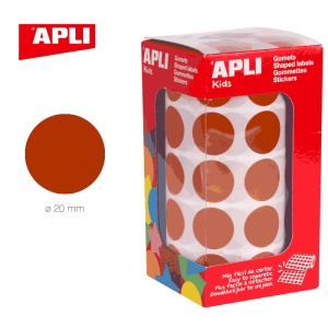 Gomets en rollo adhesivo redondo 20 mm marrón - ApliKids 11491