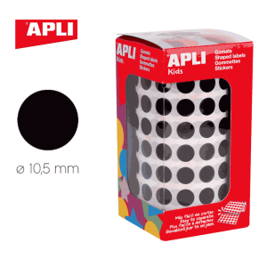 Gomets en rollo adhesivo redondo 10,5 mm negro - ApliKids 11482