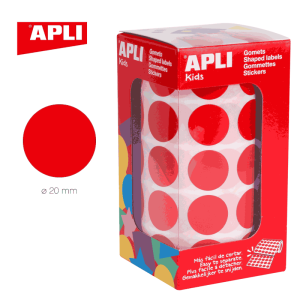 Gomets en rollo adhesivo redondo 20 mm rojo - ApliKids 04861