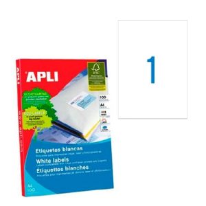 Etiqueta Apli Inkjet-Laser (210x297mm) caja 100hjs
