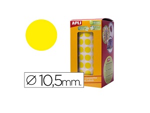 Gomets en rollo adhesivo redondo 10,5 mm amarillo- ApliKids 04851