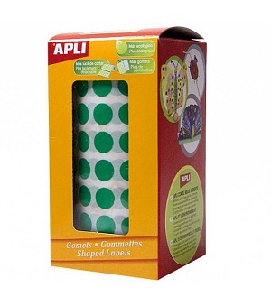 Gomets en rollo adhesivo redondo 10,5 mm verde - ApliKids 04854 - Imagen 2